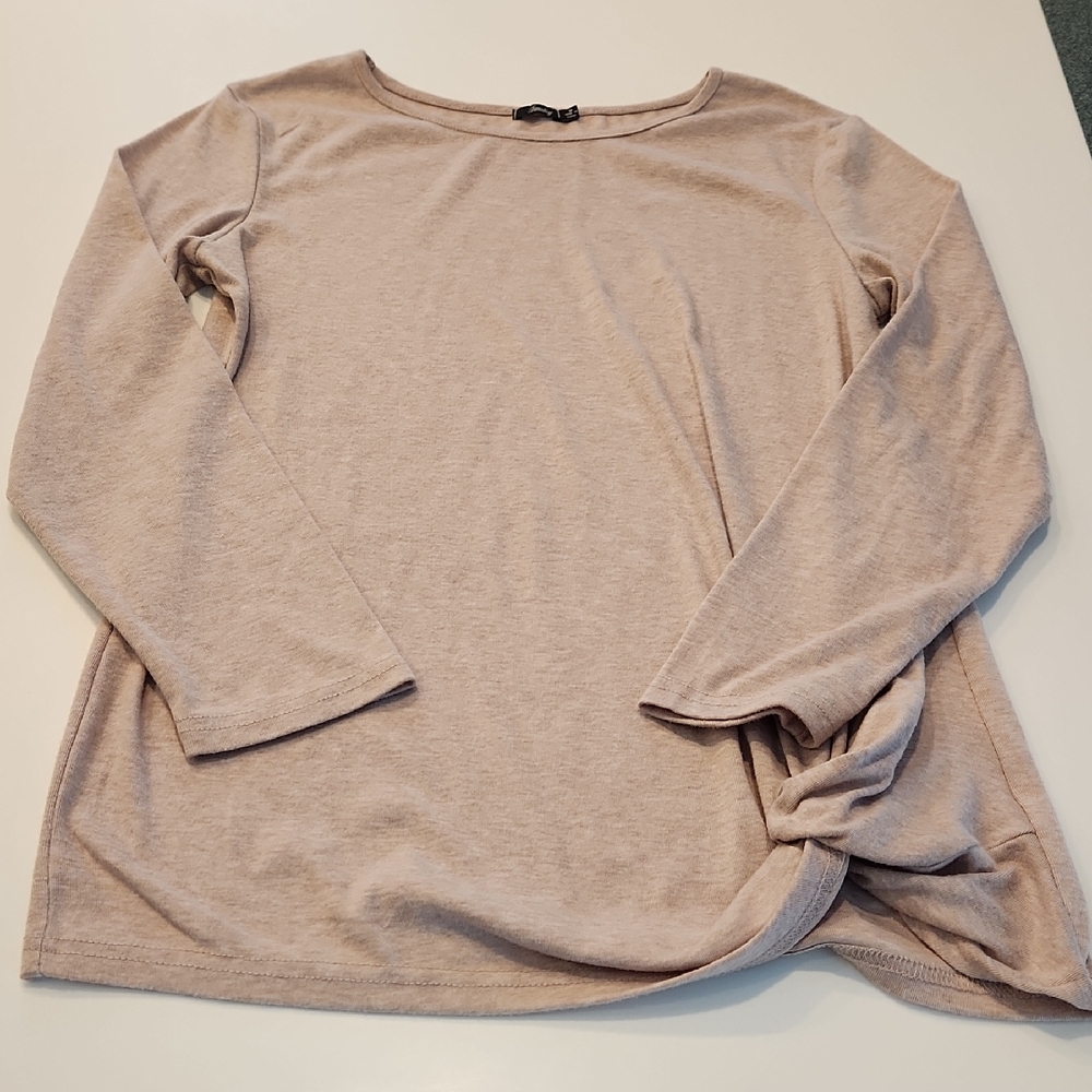 Chic Beige Long Sleeve Women's Top